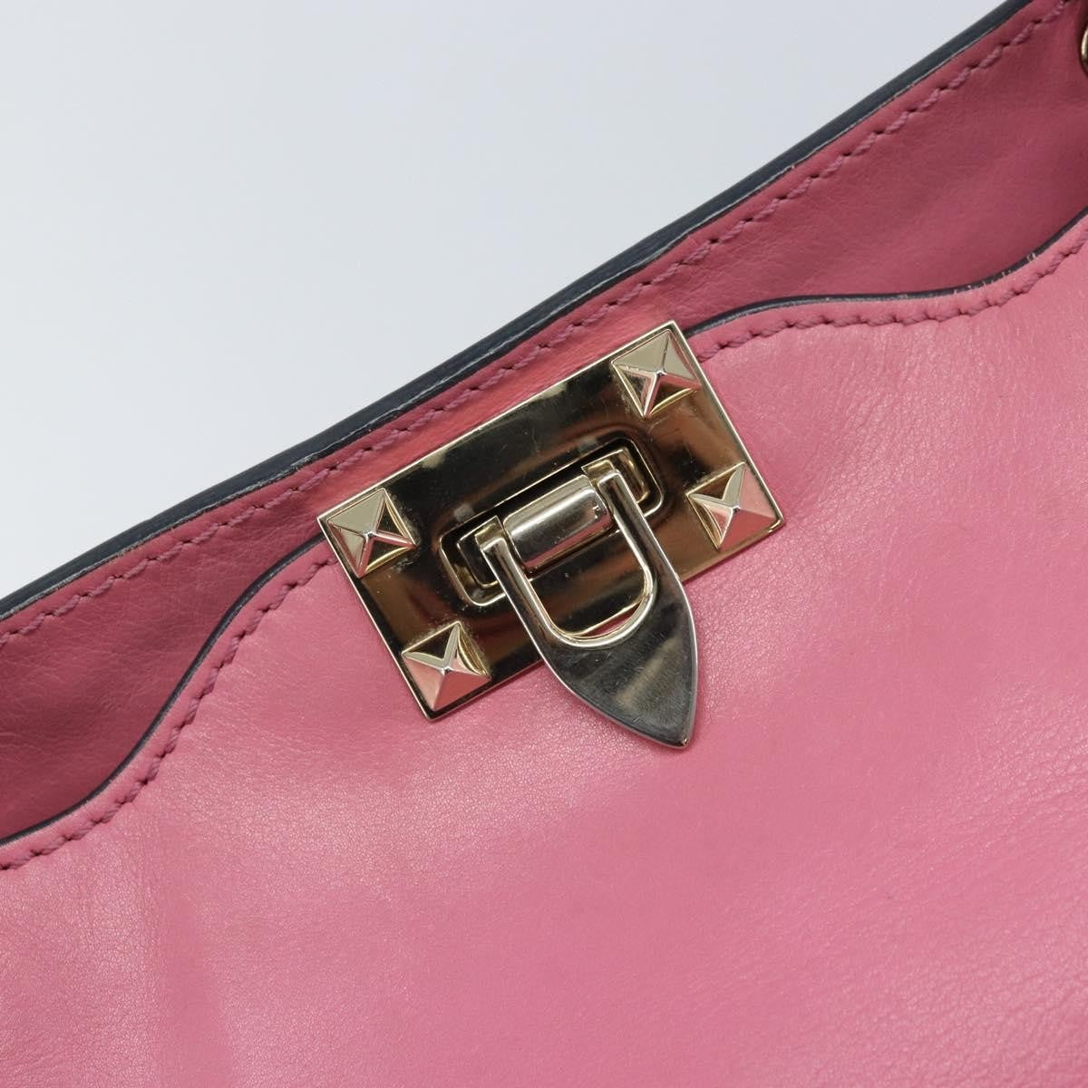 Valentino Garavani Rockstud Tote Soft Leather Pink Leather Tote Bag Bag (Pre-Owned)