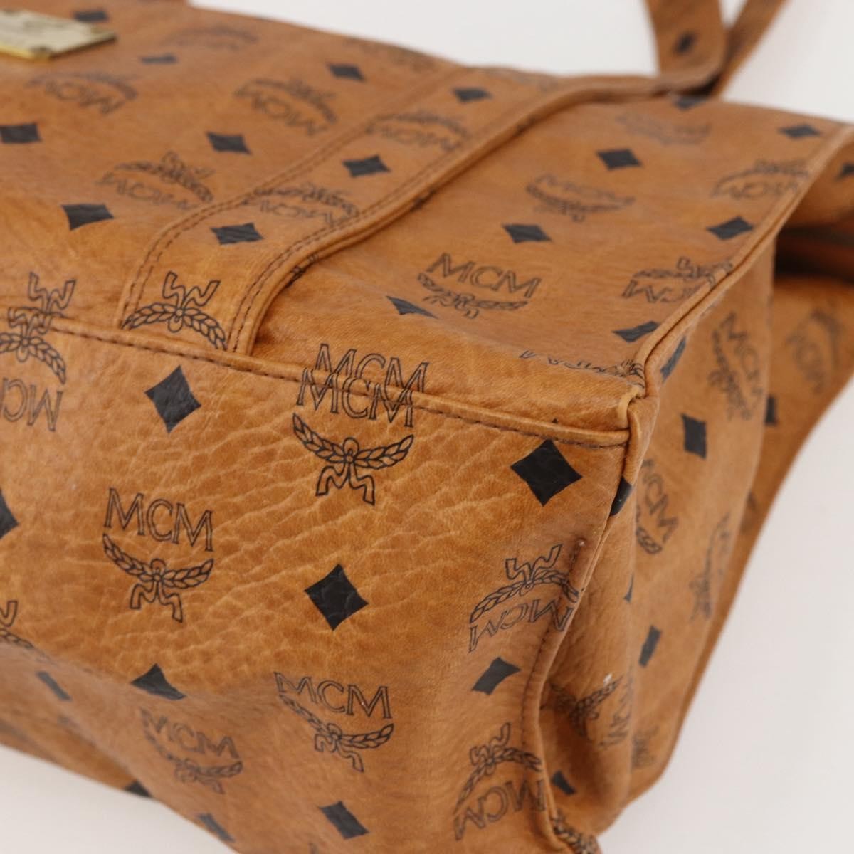 MCM Vintage Visetos Canvas Brown Pvc Tote Bag Bag (Pre-Owned)