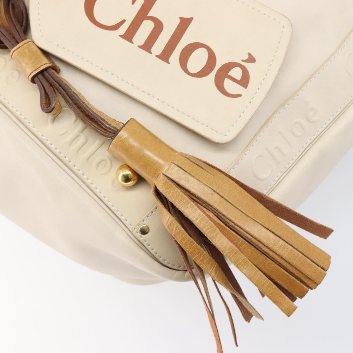 Chloe Eden Leather White Leather Tote Bag Bag (Pre-Owned)