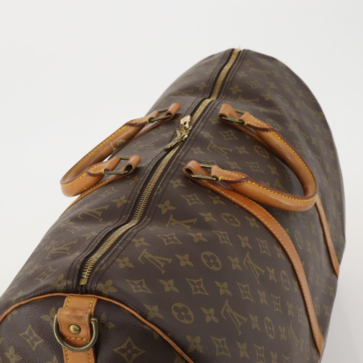 Louis Vuitton Keepall Bandoulière Monogram Brown Canvas Travel Bag Bag (Pre-Owned)