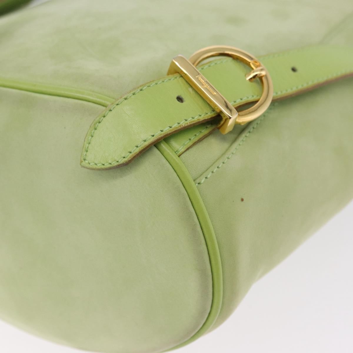 Salvatore Ferragamo Gancini Suede Green Suede Backpack Bag (Pre-Owned)