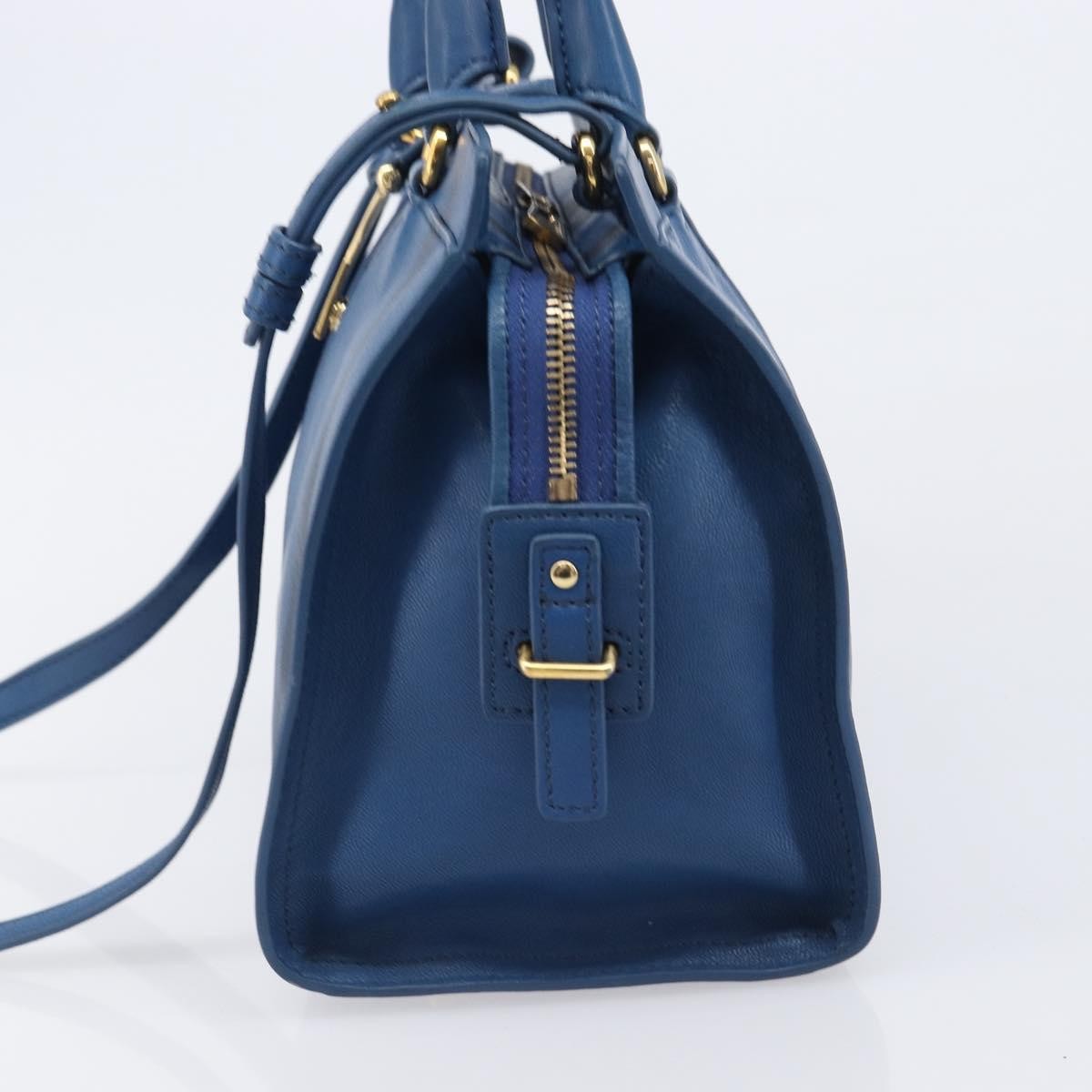 Saint Laurent Chyc Cabas Leather Blue Leather Tote Bag Bag (Pre-Owned)