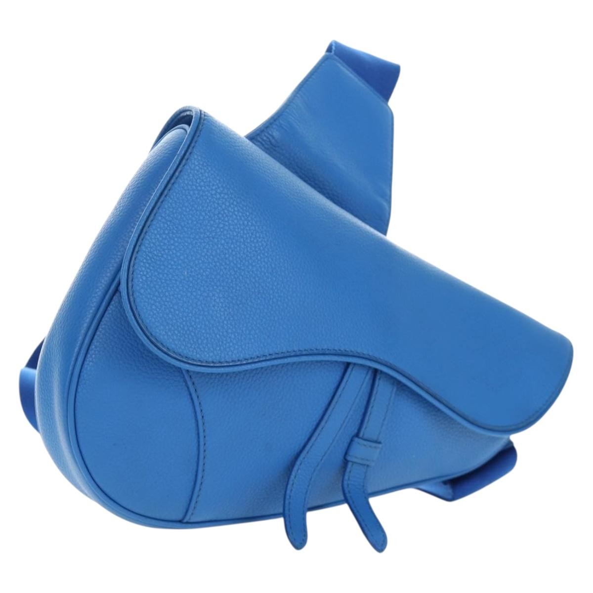 Christian Dior Saddle Leather Blue Leather Crossbody Bag Bag (Pre-Owned)