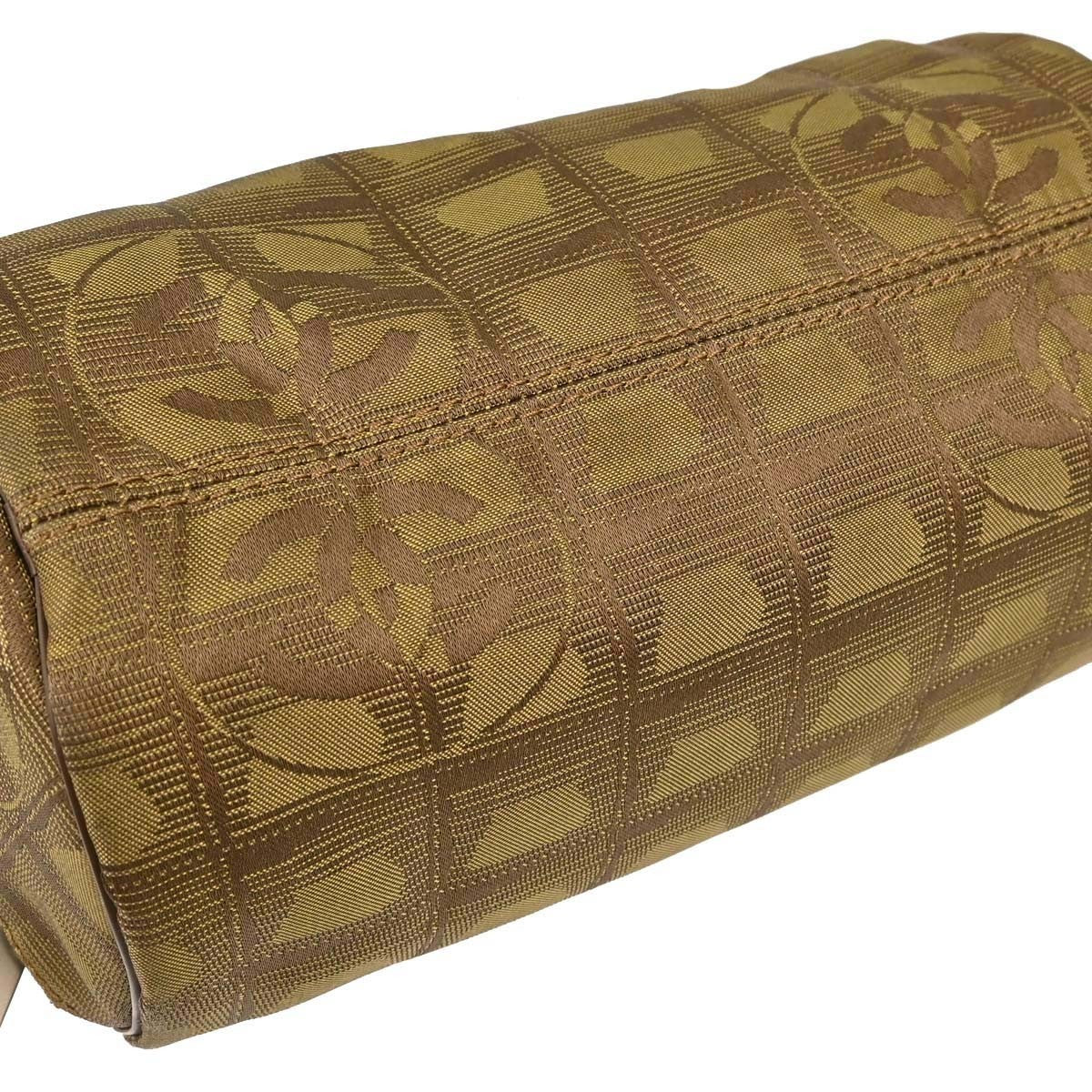 Chanel Travel Line Barrel Nylon Khaki Nylon Travel Bag Bag (Pre-Owned)