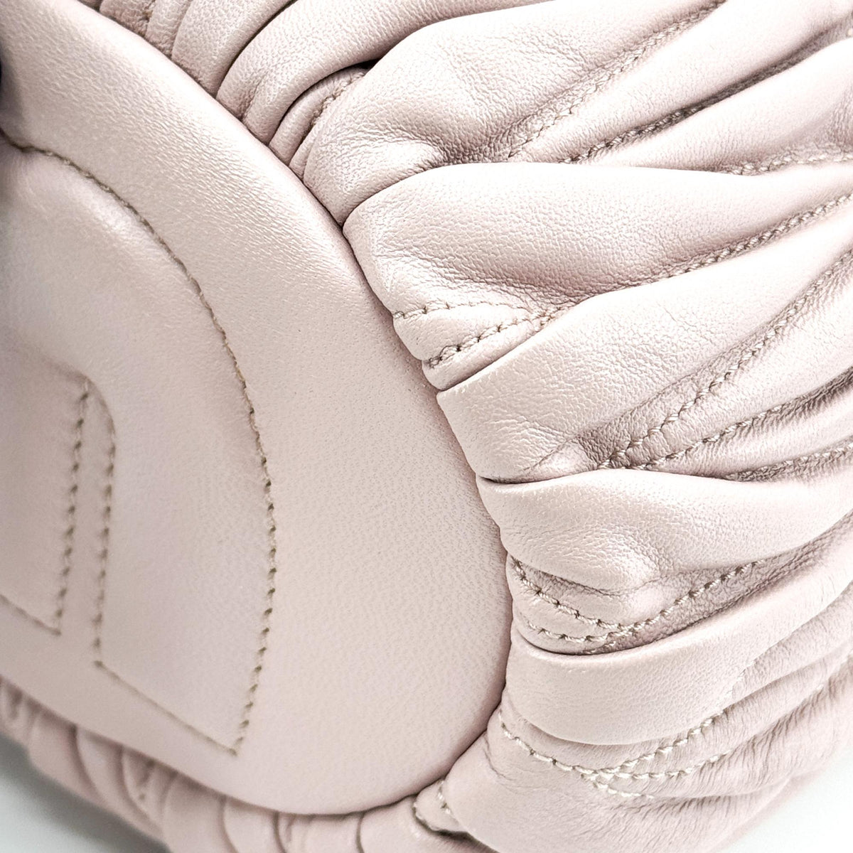 Miu Miu Drawstring Bucket Matelasse Leather Pink Leather Handbag (Pre-Owned)
