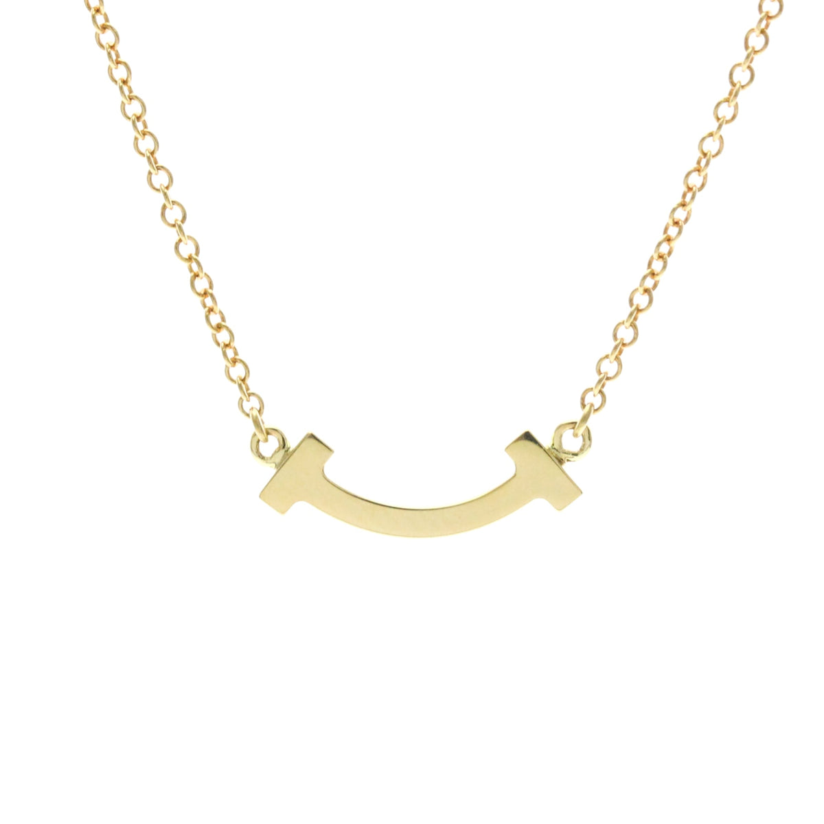Tiffany & Co. T Smile Pendant 18K Yellow Gold With Diamonds Gold Yellow_Gold Necklace Jewelry (Pre-Owned)