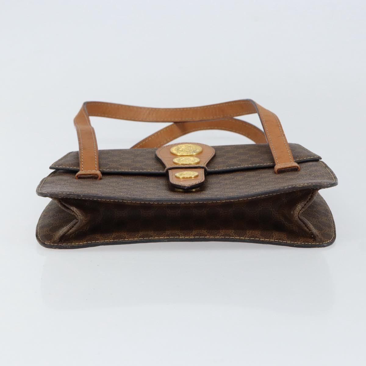 Celine Vintage Macadam Canvas And Leather Brown Canvas Handbag (Pre-Owned)