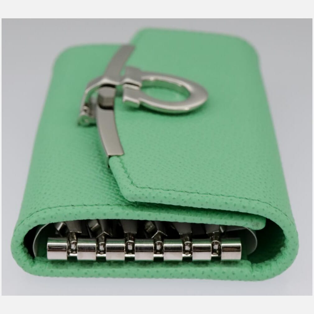 Salvatore Ferragamo Gancini Green Leather Wallet  (Pre-Owned)