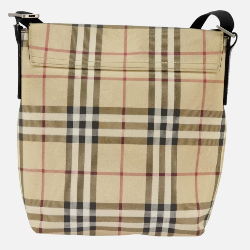 Burberry Nova Check Beige Canvas Shoulder Bag (Pre-Owned)