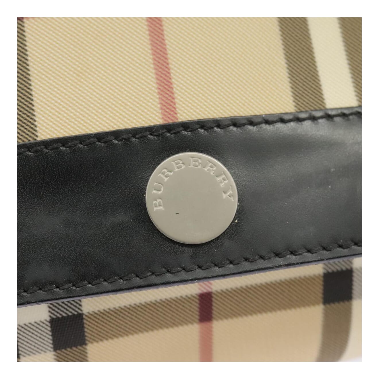 Burberry Nova Check Beige Canvas Shoulder Bag (Pre-Owned)