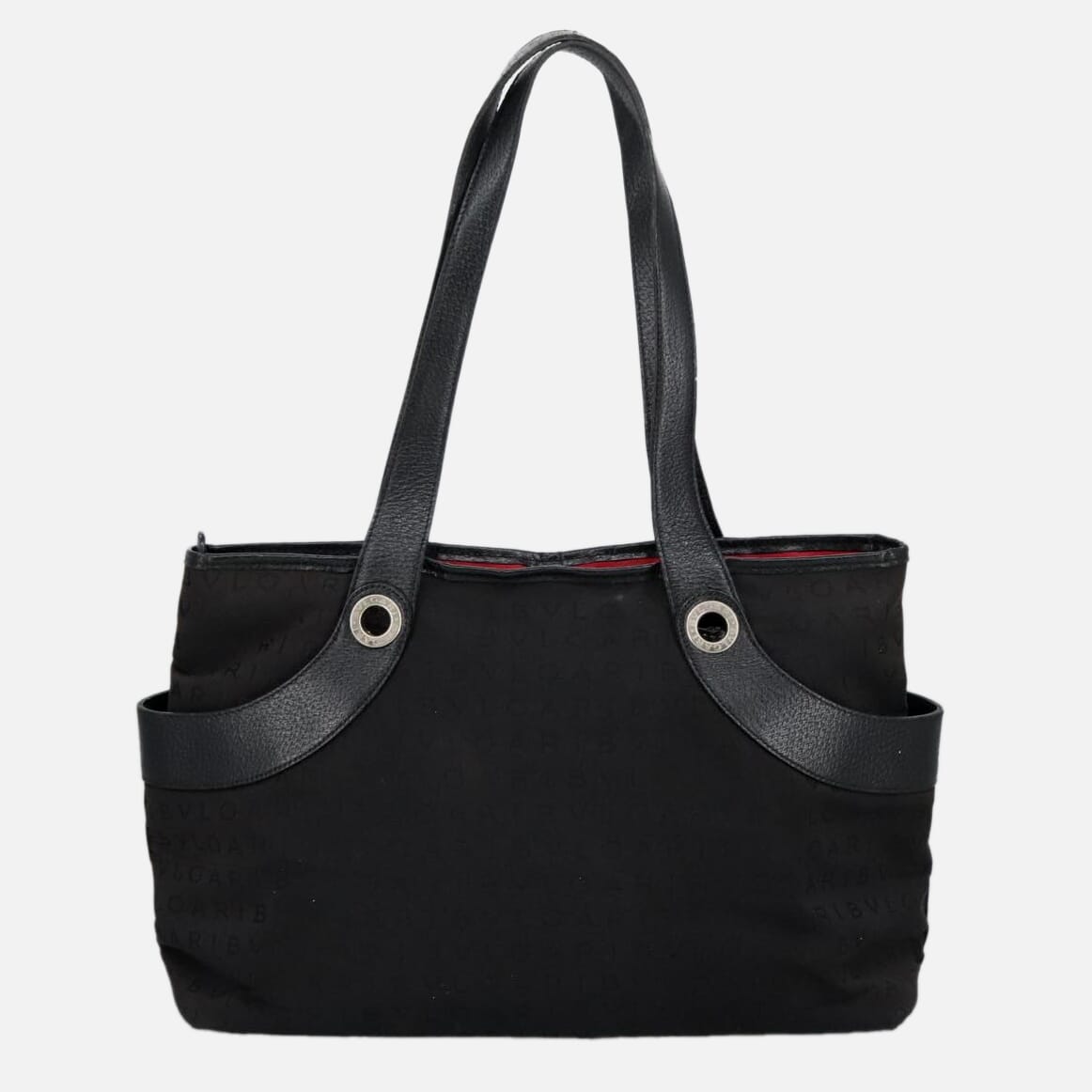 Bulgari Logo Mania Black Canvas Tote Bag (Pre-Owned)