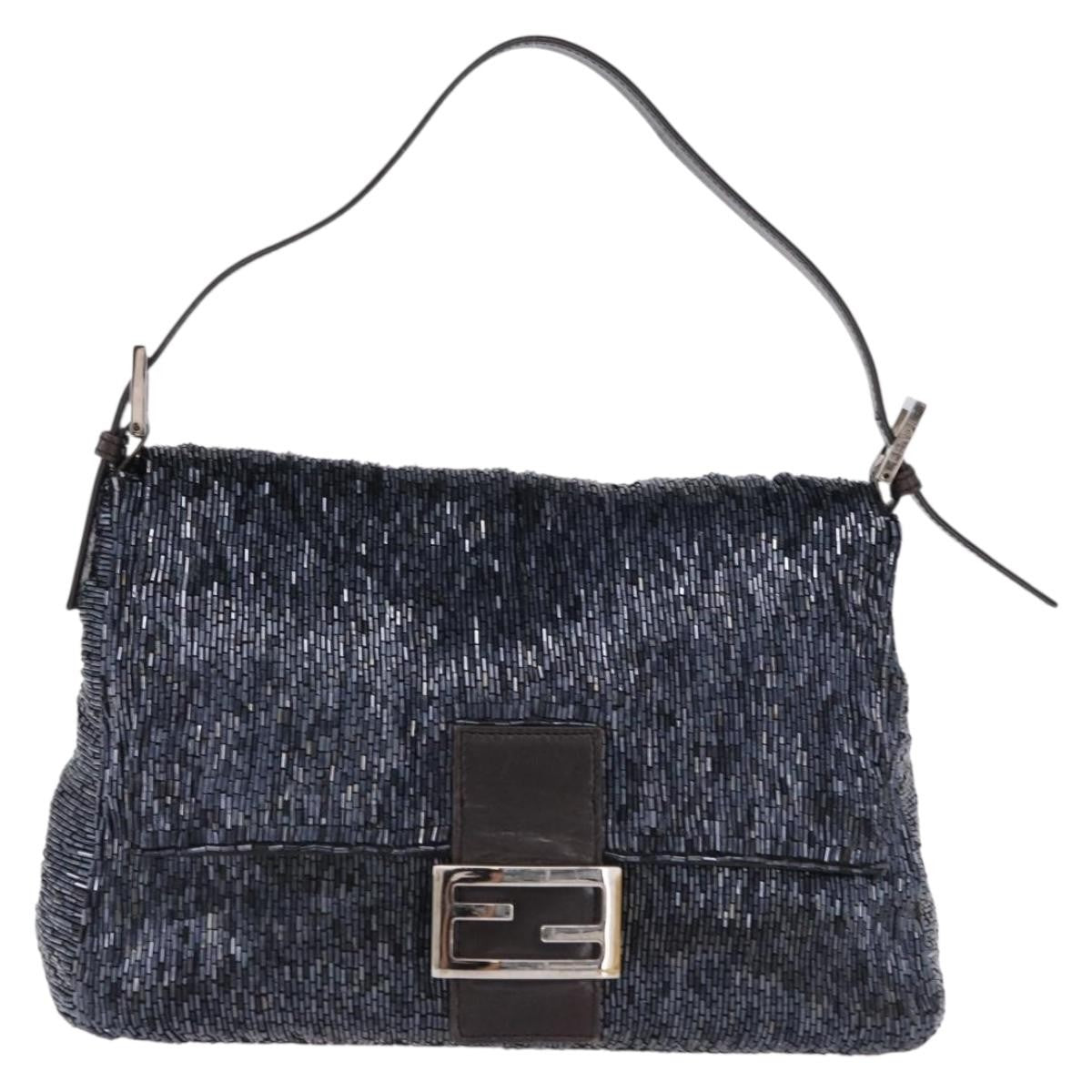 Fendi Baguette Sequins Navy Beads Handbag (Pre-Owned)