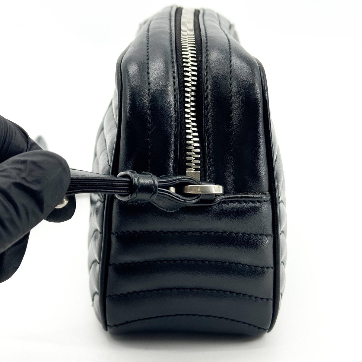 Prada Camera Diagramme Quilted Leather Black Calfskin Handbag (Pre-Owned)