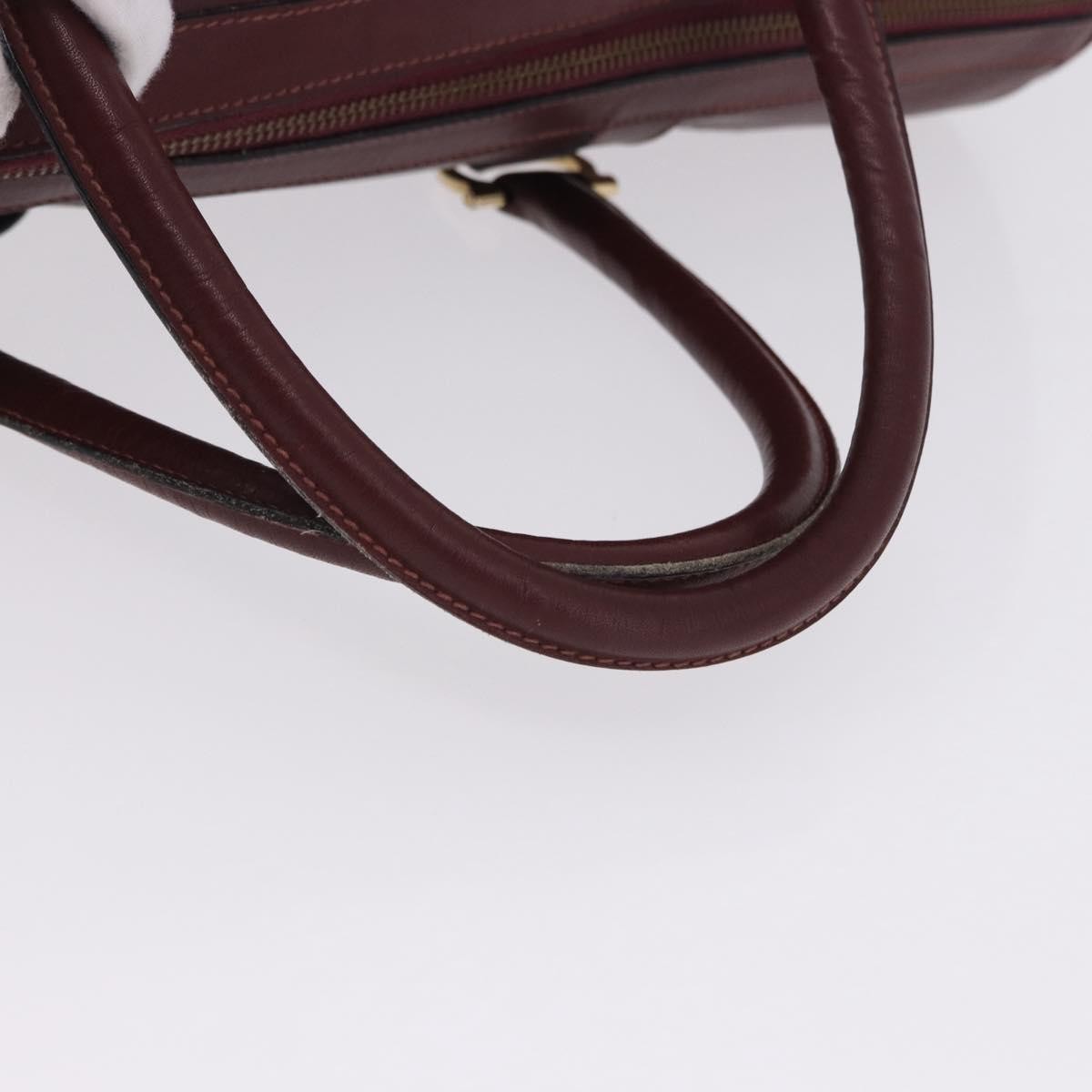 Cartier Must De Cartier Boston Leather Burgundy Leather Travel Bag Bag (Pre-Owned)