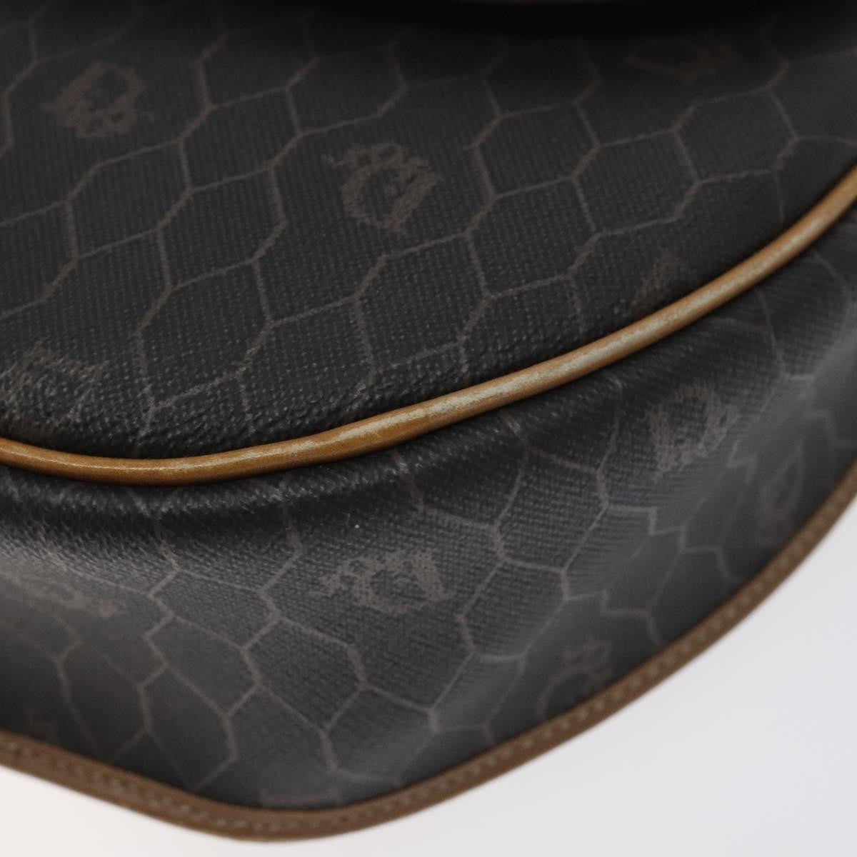 Christian Dior Vintage Honeycomb Flap Coated Canvas Black Canvas Shoulder Bag Bag (Pre-Owned)