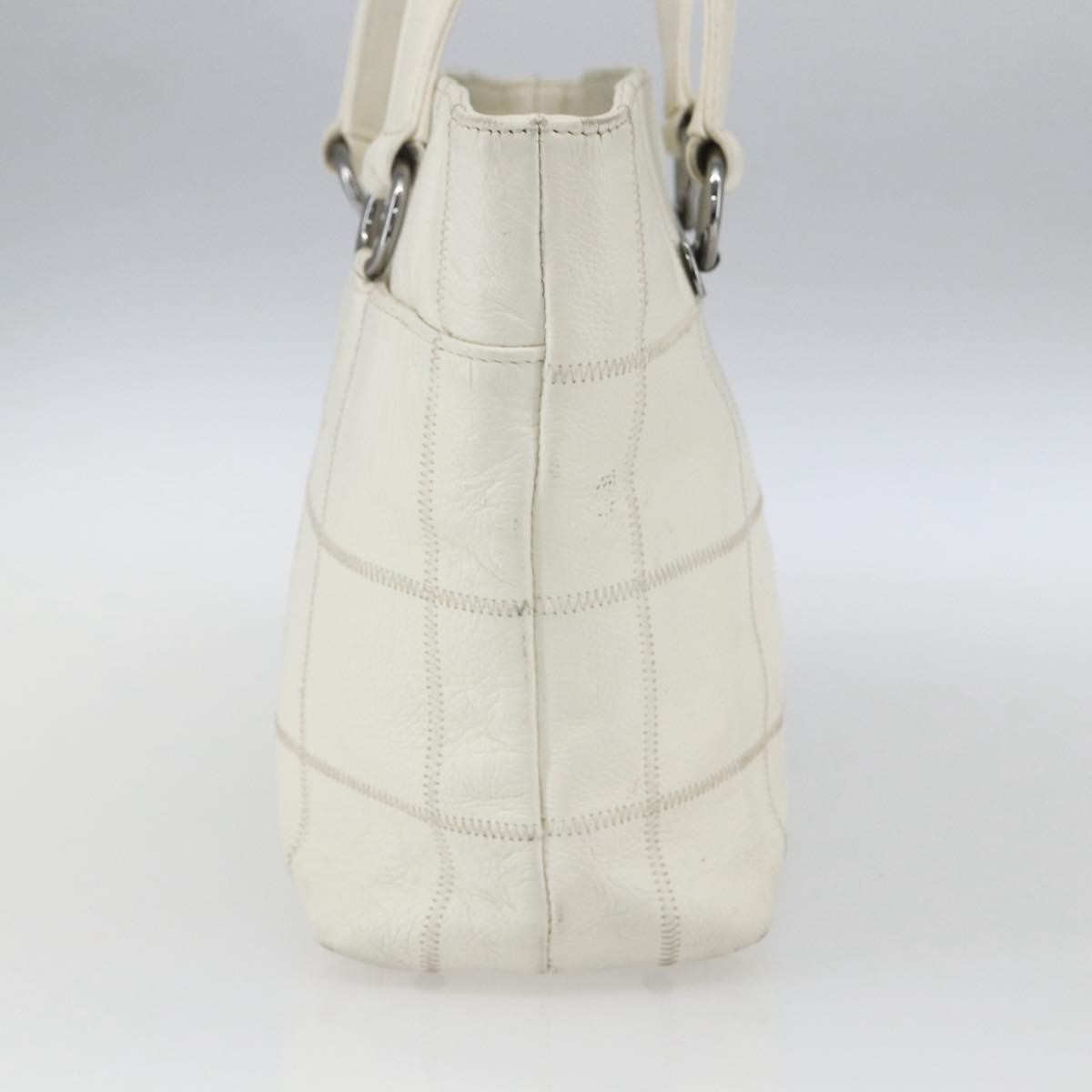 Chanel Square Stitch Quilted Leather White Leather Tote Bag Bag (Pre-Owned)