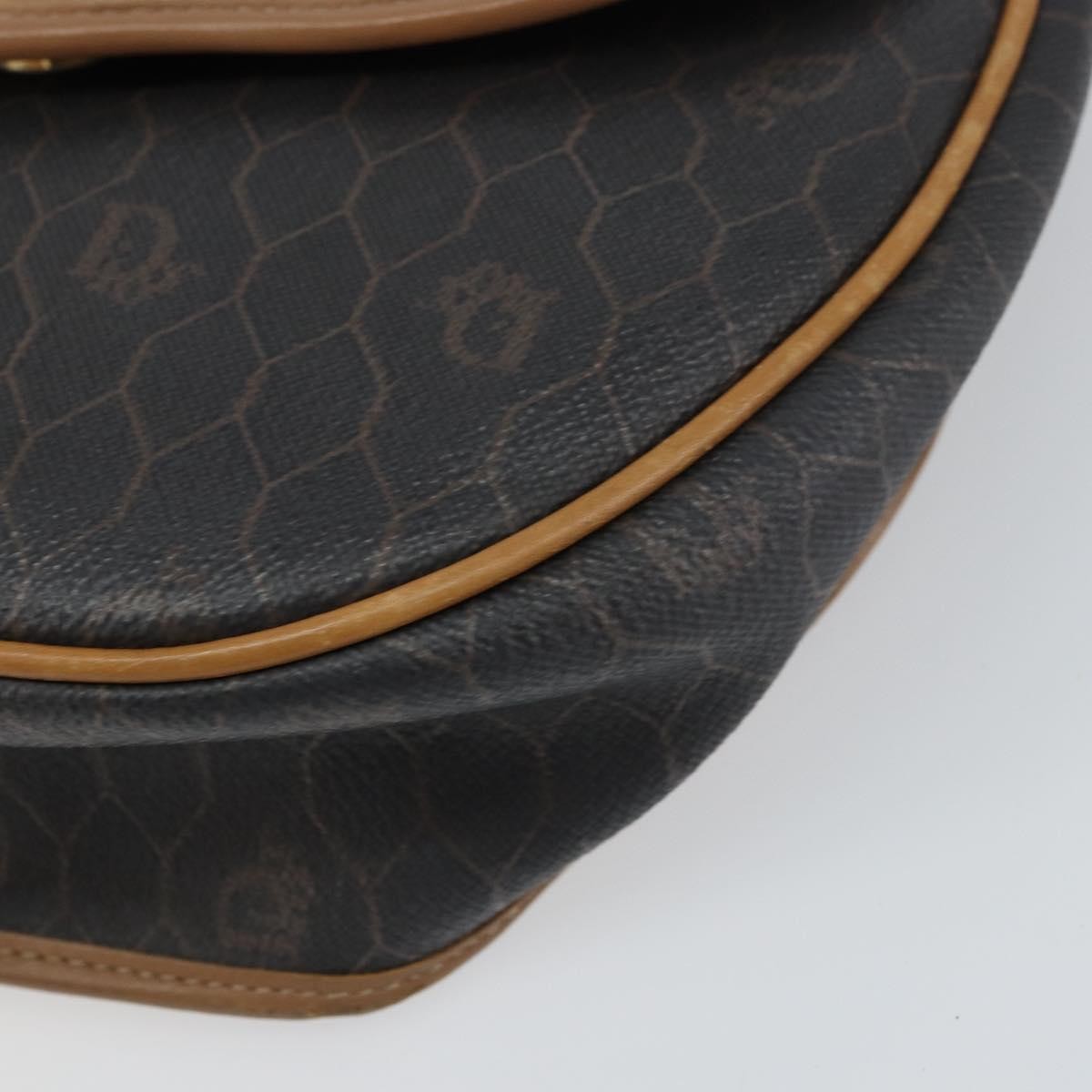 Christian Dior Vintage Honeycomb Flap Coated Canvas Black Canvas Shoulder Bag Bag (Pre-Owned)