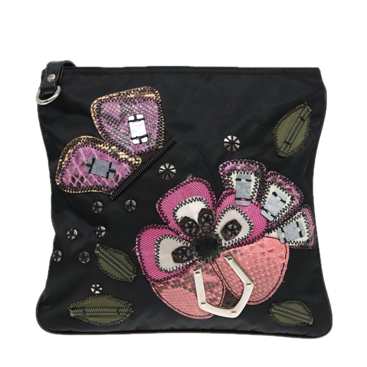 Prada Re-Edition Black Canvas Shoulder Bag (Pre-Owned)