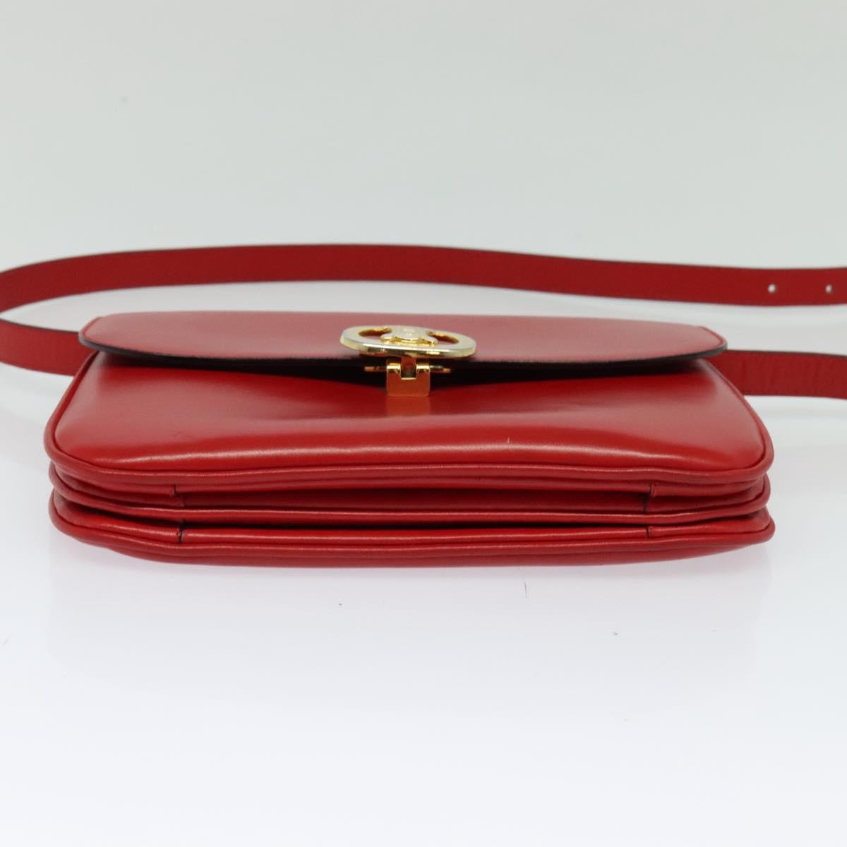 Celine Vintage Triomphe Shoulder Leather Red Leather Shoulder Bag Bag (Pre-Owned)