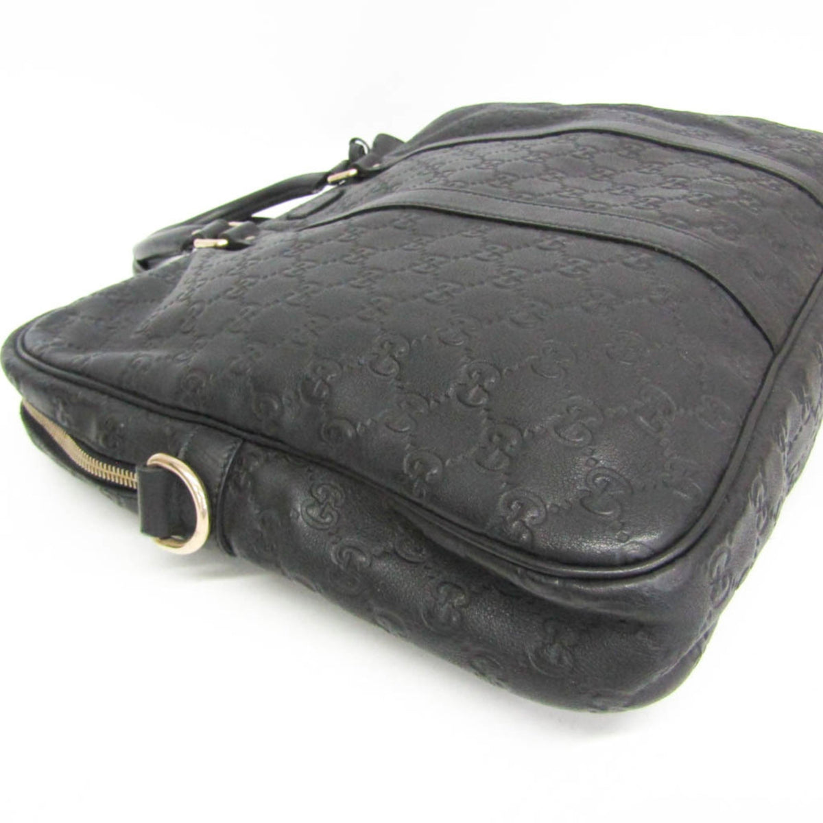 Gucci Convertible Guccissima Leather Black Leather Briefcase Bag (Pre-Owned)