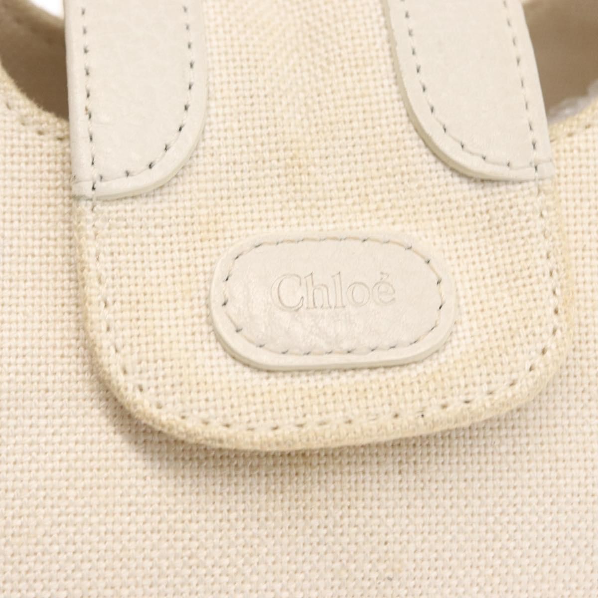 Chloe Vintage Leather White Canvas Handbag (Pre-Owned)