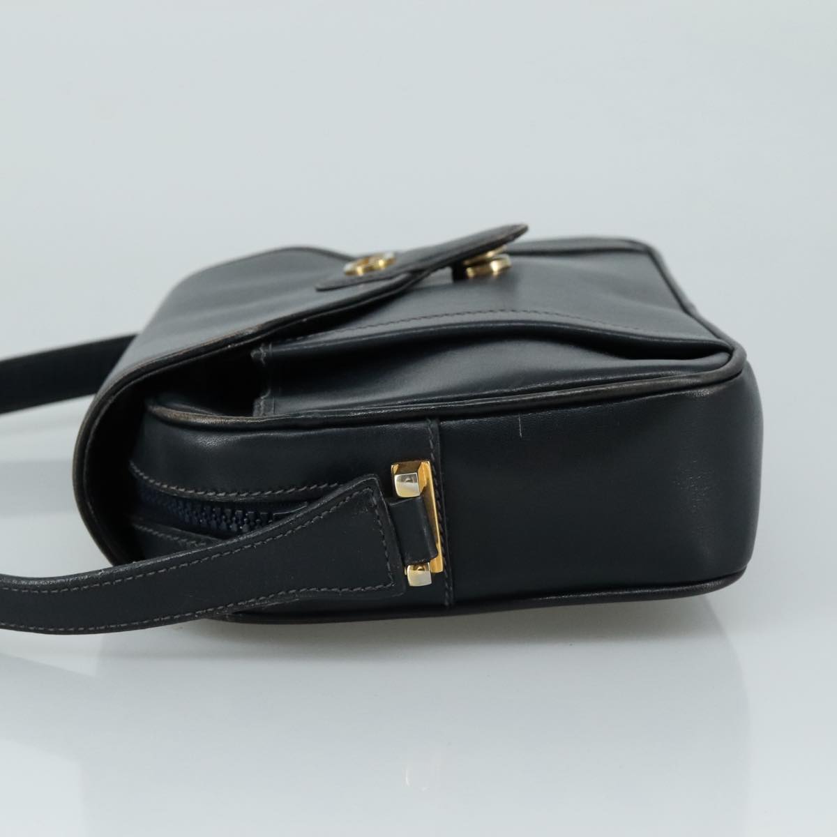 Gucci Interlocking G Navy Leather Shoulder Bag (Pre-Owned)