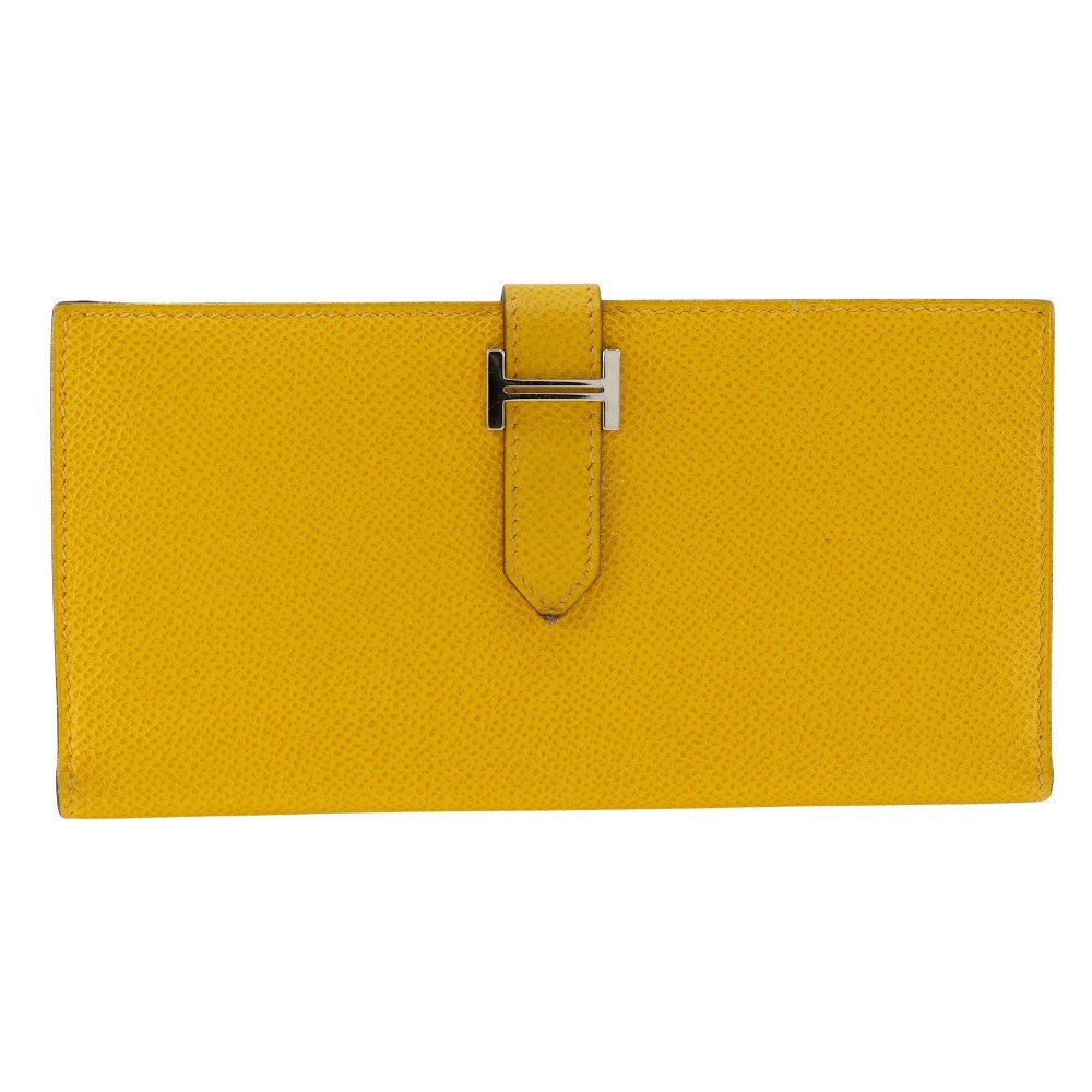 Hermes Bearn Epsom Yellow Leather Wallets Accessory (Pre-Owned)
