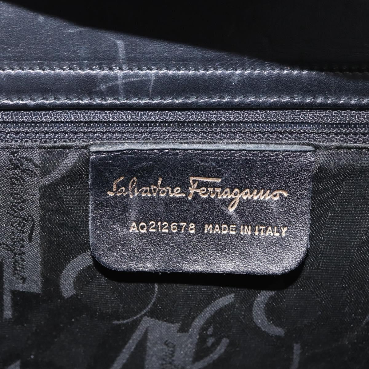 Salvatore Ferragamo Gancini Leather Black Leather Handbag (Pre-Owned)