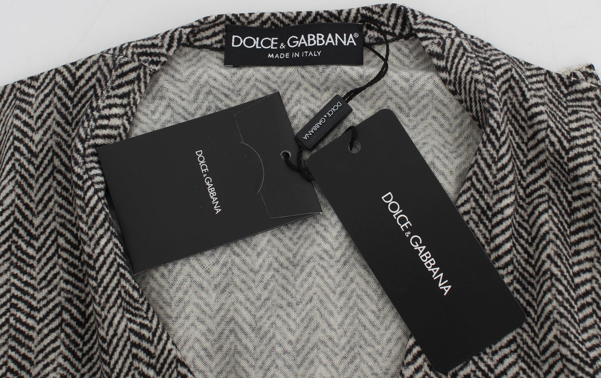 Dolce & Gabbana Black White Wool Top Cardigan Women's Sweater