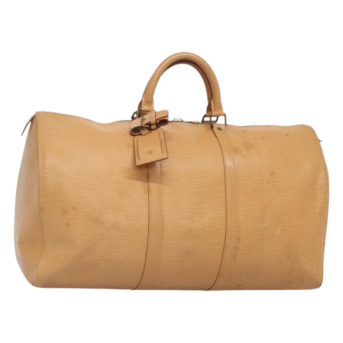 Louis Vuitton Keepall 50 Beige Leather Travel Bag (Pre-Owned)