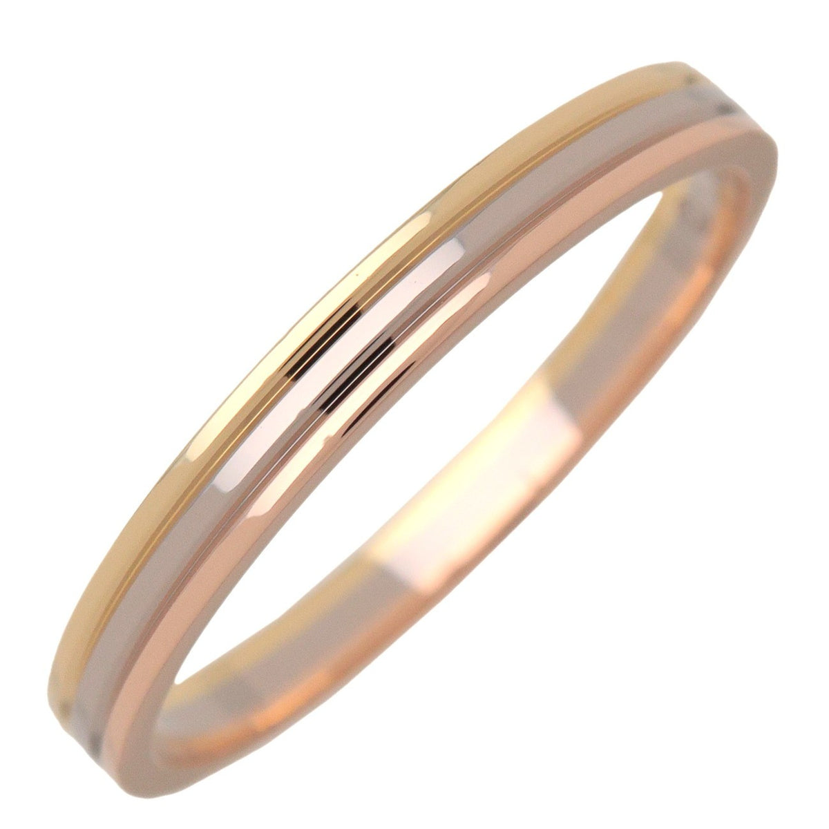 Cartier Vendome Louis Cartier Wedding Band 18K Tricolor Gold With Diamonds Multicolour Yellow_Gold Ring Jewelry (Pre-Owned)
