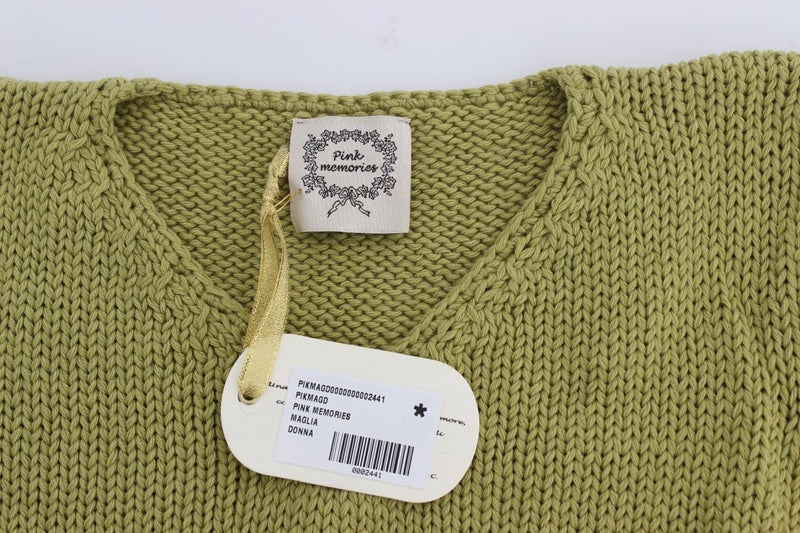 PINK MEMORIES Elegant Green Sleeveless Vest Women's Sweater