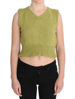 PINK MEMORIES Elegant Green Sleeveless Vest Women's Sweater