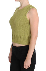 PINK MEMORIES Chic Green Knitted Sleeveless Vest Women's Sweater
