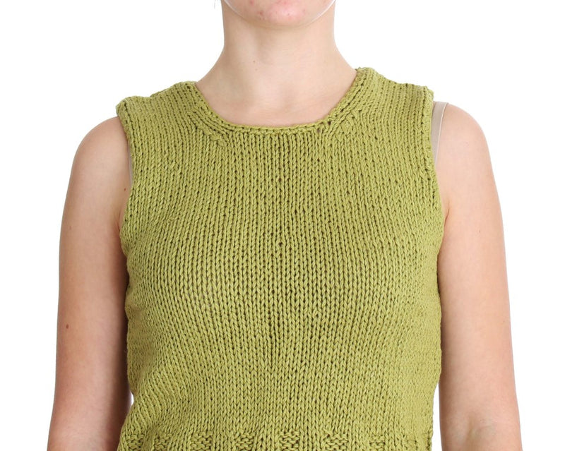 PINK MEMORIES Chic Green Knitted Sleeveless Vest Women's Sweater