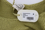 PINK MEMORIES Green Cotton Blend Knitted Sleeveless Women's Sweater