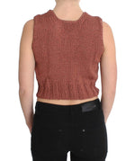 PINK MEMORIES Chic Red Sleeveless Knit Vest Women's Sweater