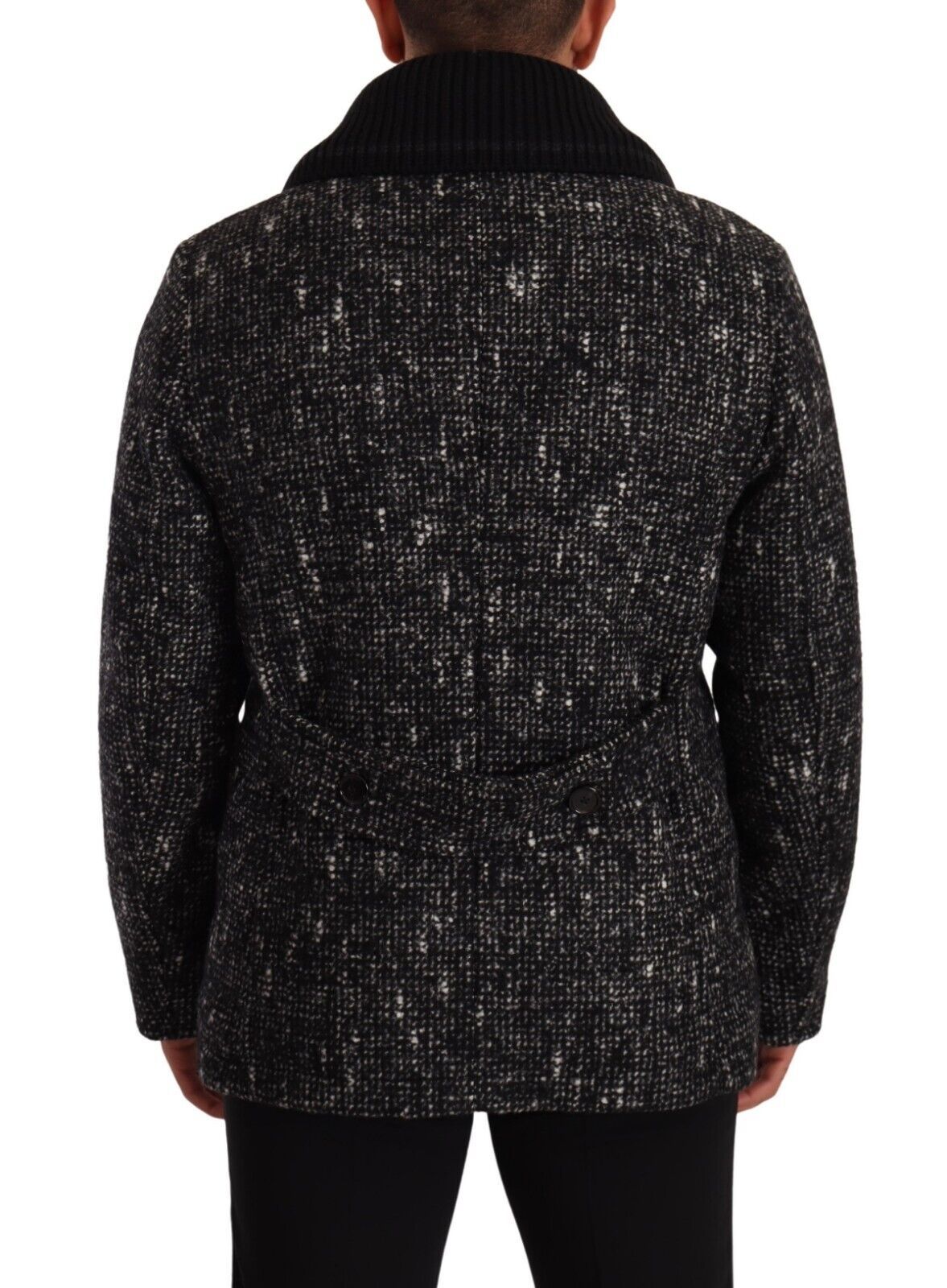 Dolce & Gabbana Black Wool Double Breasted Coat Men Men's Jacket