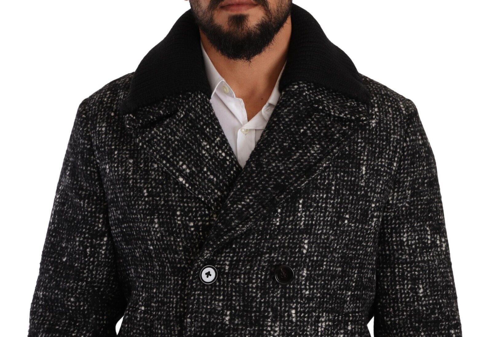 Dolce & Gabbana Black Wool Double Breasted Coat Men Men's Jacket