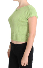 PINK MEMORIES Elegant Green Knitted Sleeveless Vest Women's Sweater