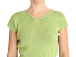 PINK MEMORIES Green Cotton Blend Knitted Women's Sweater