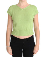 PINK MEMORIES Elegant Green Knitted Sleeveless Vest Women's Sweater