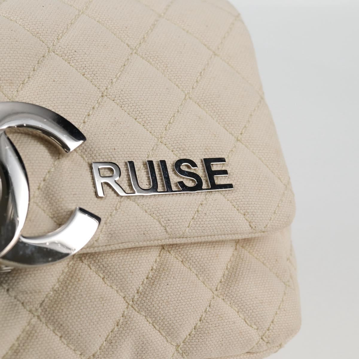 Chanel Cruise Flap Quilted Canvas White Canvas Handbag (Pre-Owned)