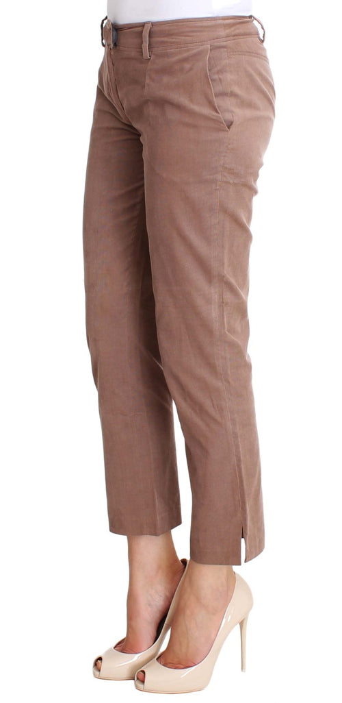 Costume National Chic Brown Cropped Corduroy Women's Pants