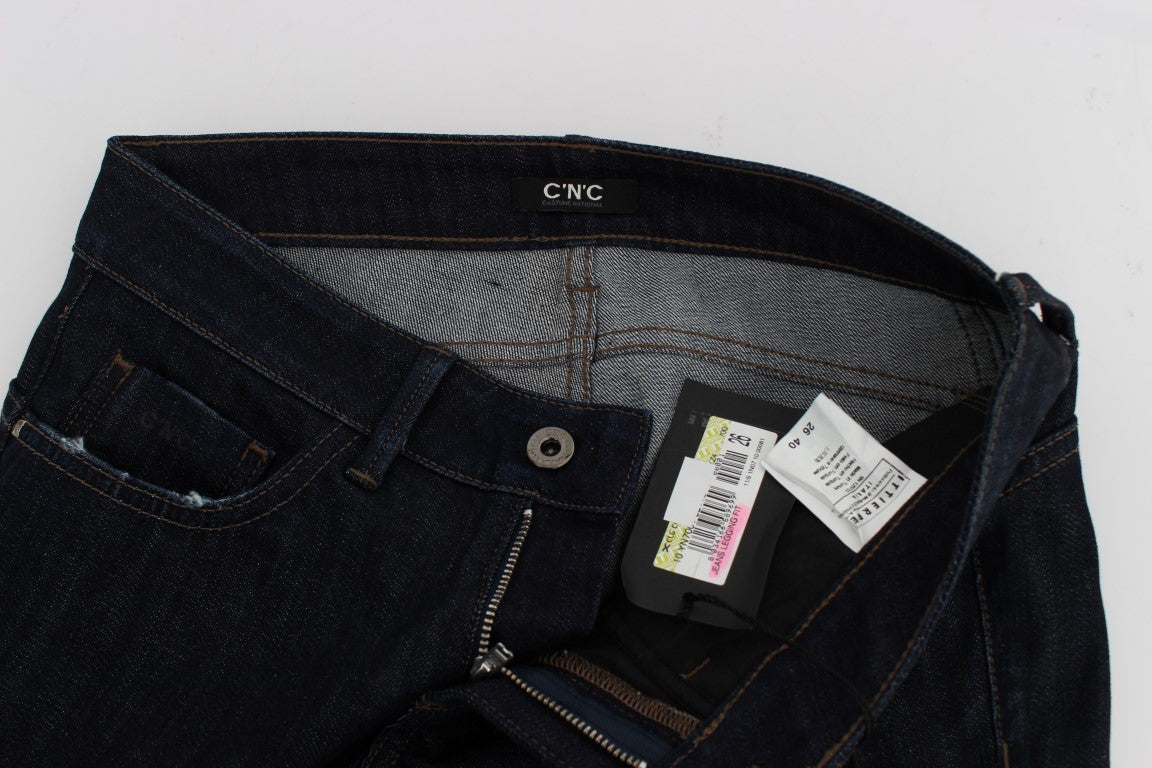Costume National Blue Cotton Stretch Slim Fit Women's Jeans
