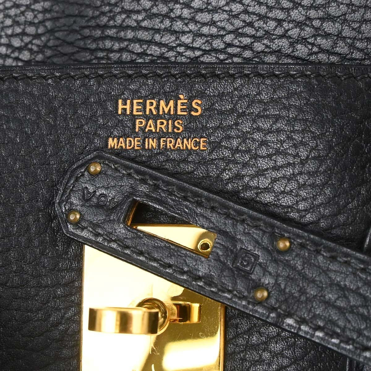 Hermes Birkin Black Clemence With Gold Hardware Black Leather Handbag (Pre-Owned)
