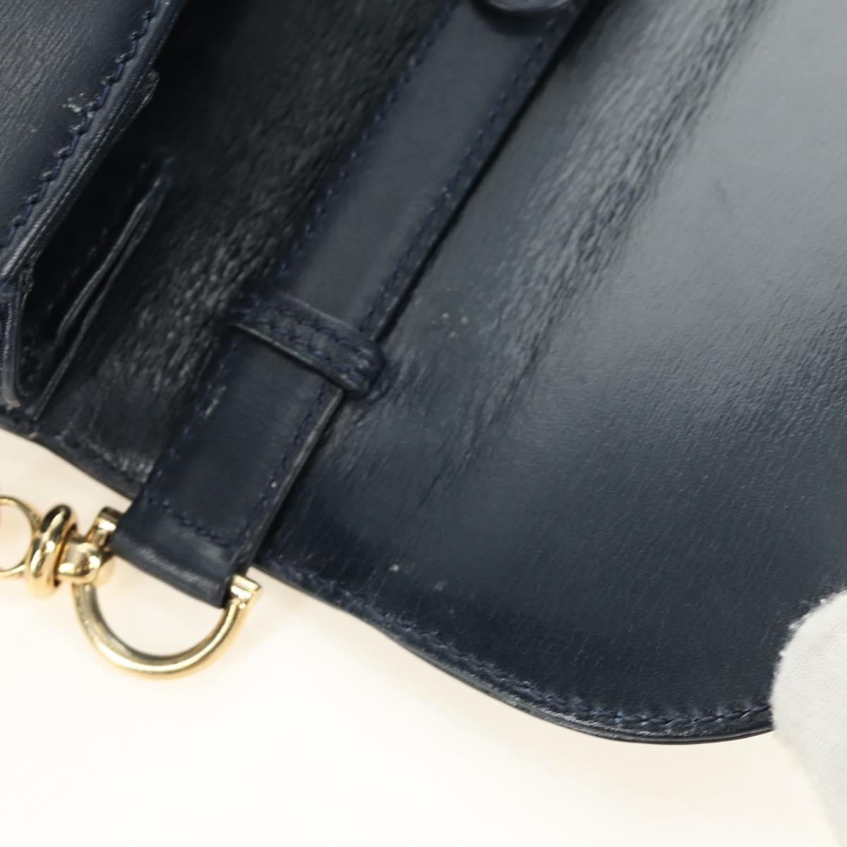 Gucci Chain Flap Leather Navy Leather Shoulder Bag Bag (Pre-Owned)