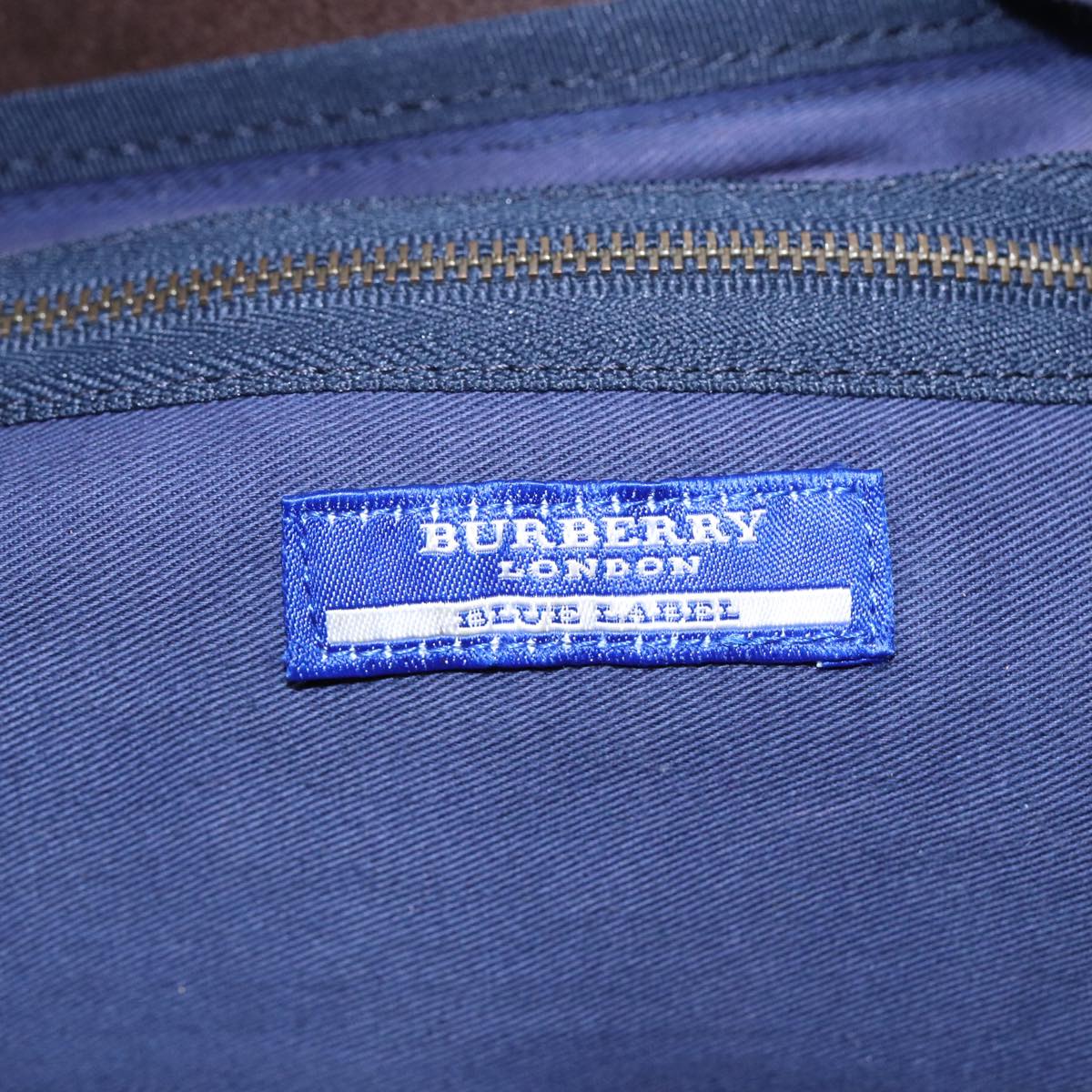 Burberry Plaid Blue Canvas Handbag (Pre-Owned)