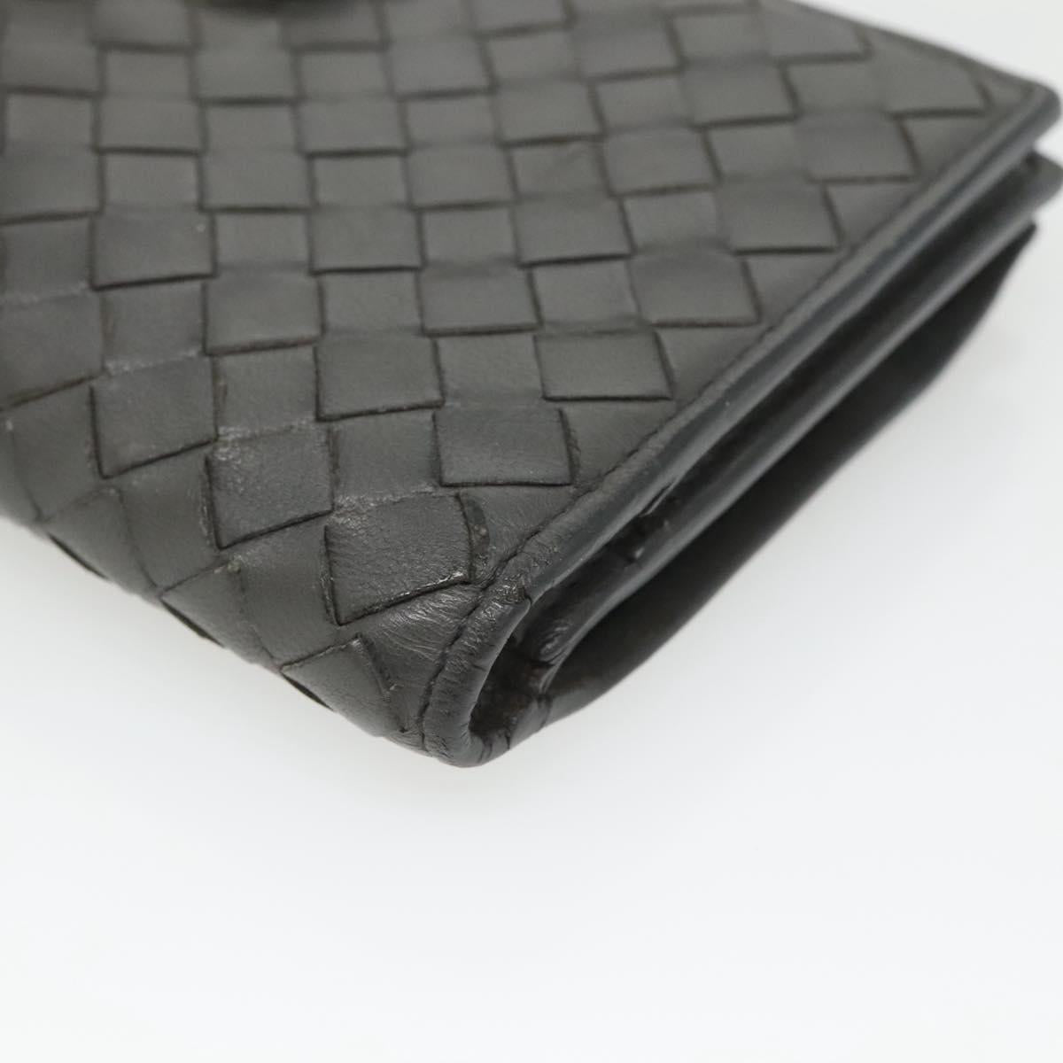 Bottega Veneta Intrecciato Grey Leather Wallet  (Pre-Owned)