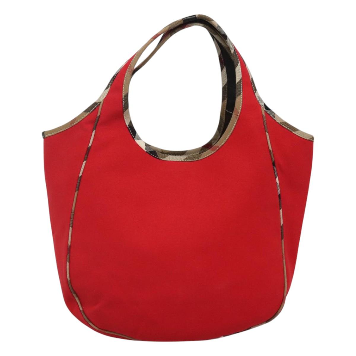 Burberry Nova Check Red Canvas Tote Bag (Pre-Owned)